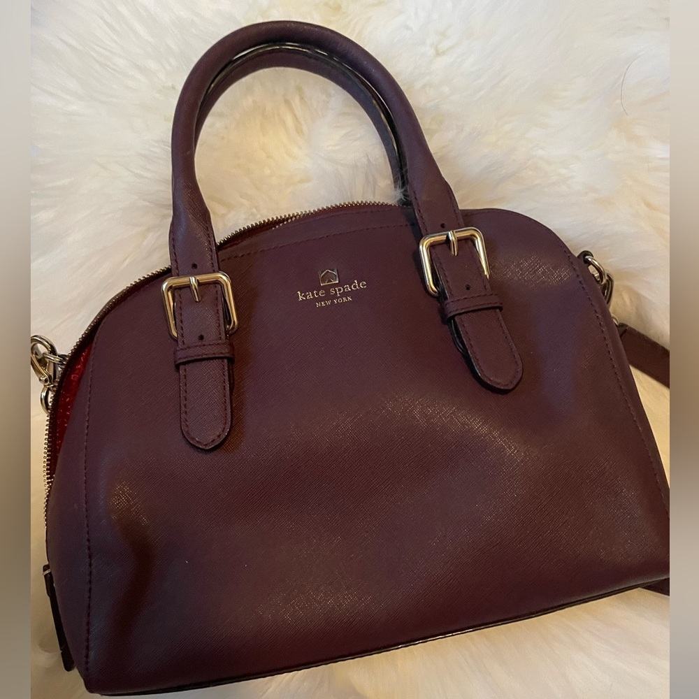 Kate Spade Plum Purple Saffiano Dome Satchel Bag